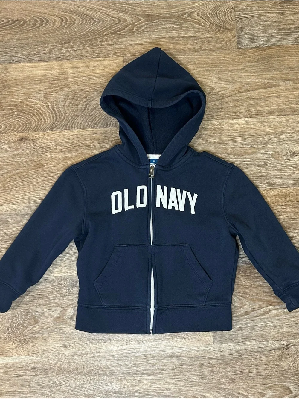 Old Navy Navy Blue Kids Zip Hoodie with White Logo